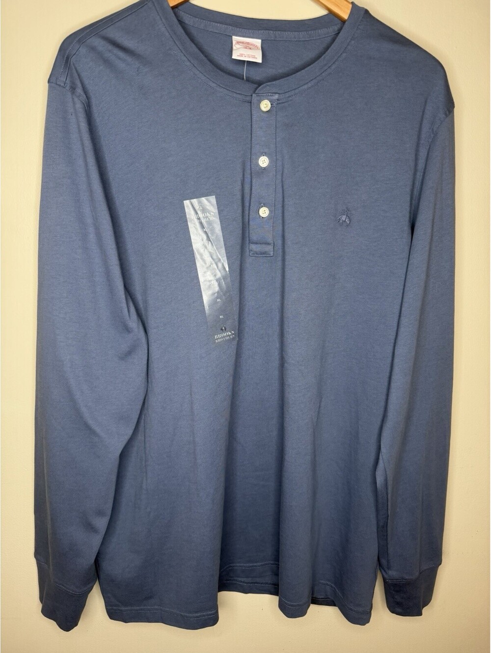 Brooks Brothers Shirt Mens XL Henley Blue Logo Preppy Casual Outdoor NWT